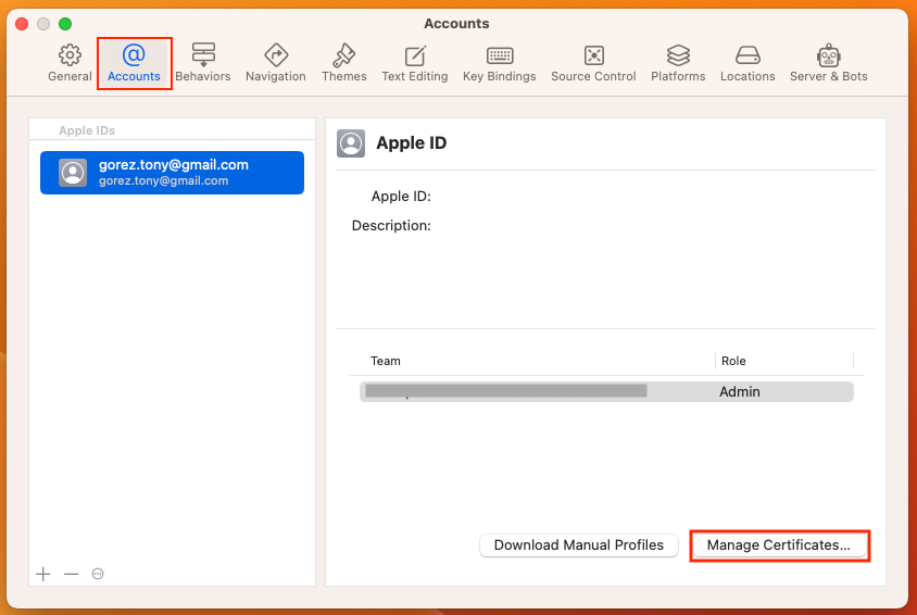 Manage certificates from xcode